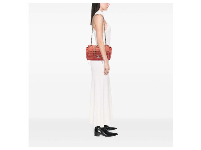 Orange Chanel Laser Cut Fransen Wildleder Flap Bag - Ansicht 5