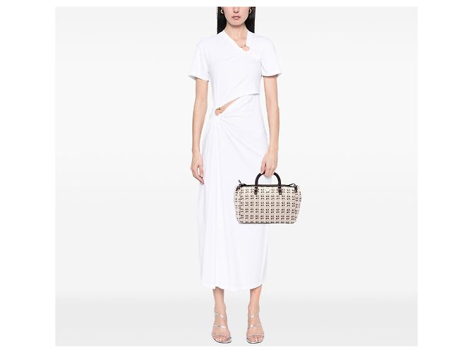 Bow Borsa Prada in tela marrone con fiocco e manico clochette - vista 6