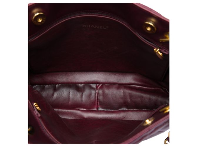Tote Chanel Coco Ball Chain in agnello trapuntato rosso - vista 4
