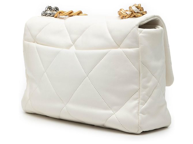 Borsa Chanel Large 19 in agnello bianco - vista 2