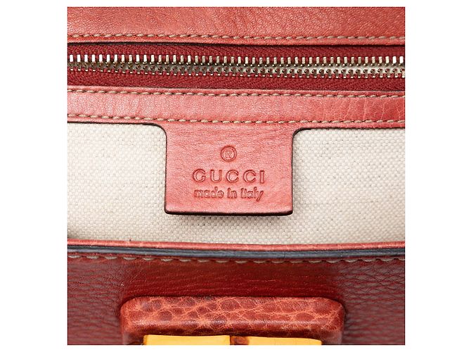 Borsa Gucci Medium New Bamboo in pelle rossa Rosso - vista 5