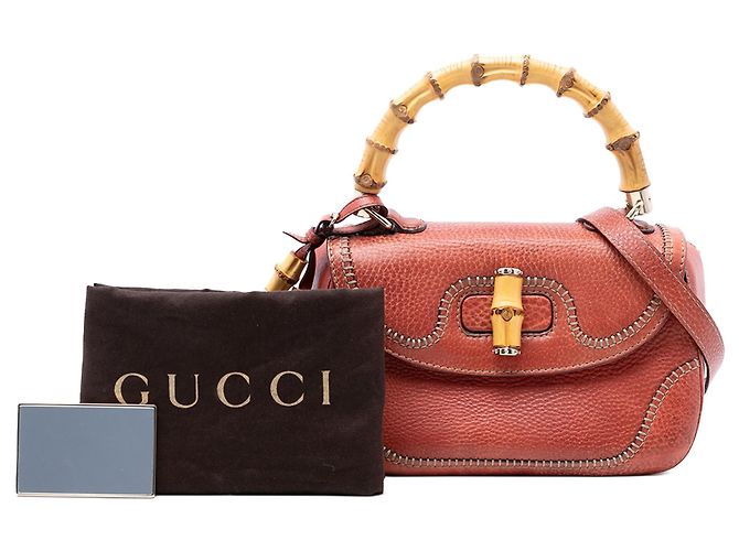 Borsa Gucci Medium New Bamboo in pelle rossa Rosso - vista 8