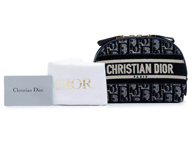 Beauty case in velluto ricamato Dior Oblique blu - vista 6
