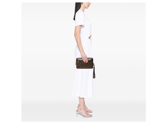 Clutch Louis Vuitton Monogram Macassar Kasai marrone - vista 6