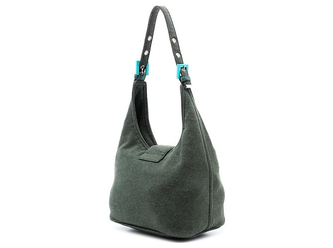 Borsa a tracolla in cotone verde Fendi - vista 2