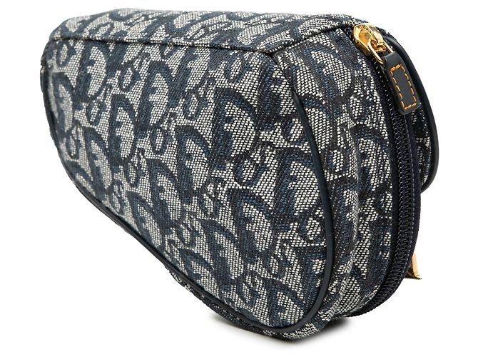 Pochette Saddle Diorissimo in tela blu Dior - vista 2