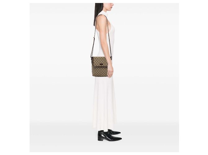Borsa a tracolla Gucci GG Supreme beige - vista 7