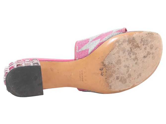 Marni Glitter Houndstooth Lucite Absatz Sandalen Rosa & Weiß Größe 37 Pink - Ansicht 5