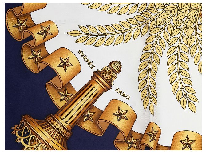 Hermès Sciarpa in seta Hermes Liberty di Joachim Metz con stampa multicolore e blu navy - vista 2
