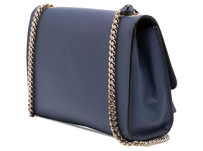 Bolso bandolera Gucci Medium Leather Miss Bamboo azul - vista 2