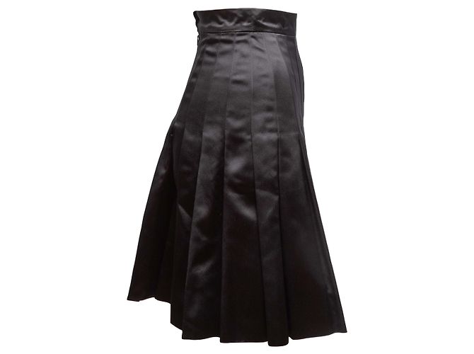 Falda plisada de seda negra Chanel Talla FR 34 Negro - vista 2
