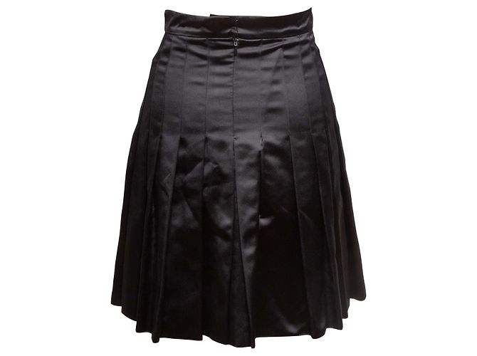 Falda plisada de seda negra Chanel Talla FR 34 Negro - vista 3