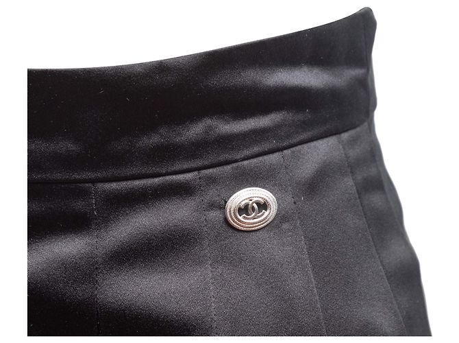 Falda plisada de seda negra Chanel Talla FR 34 Negro - vista 6