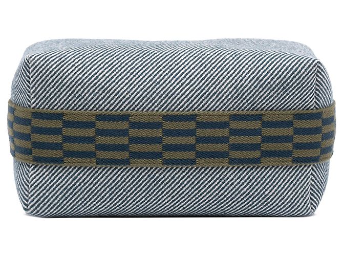 Borsa Vanity Hermès Small Wool Bride A Brac Natte Case in lana blu - vista 3