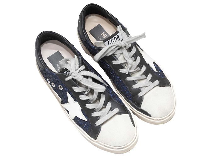 Glitzer-Plateau-Sneaker Low-Top Navy & Multicolor Golden Goose Größe 8 - Ansicht 2