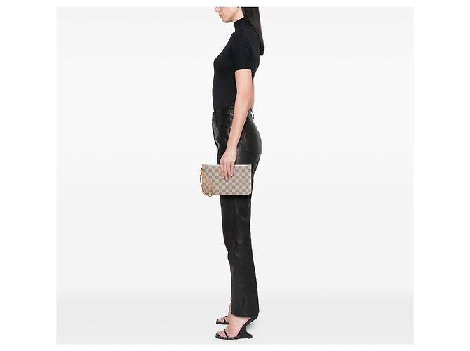 Pochette Louis Vuitton Damier Azur Neverfull MM Blanche - vue 6