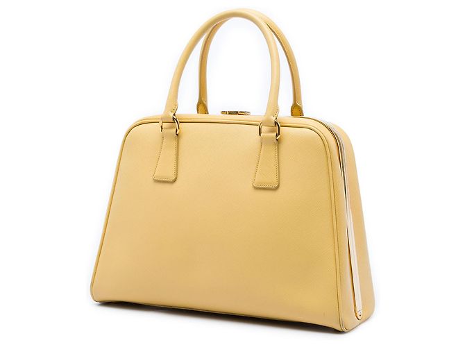 Bolso Prada Saffiano Lux Pyramid Frame amarillo - vista 2