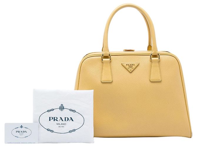Bolso Prada Saffiano Lux Pyramid Frame amarillo - vista 7
