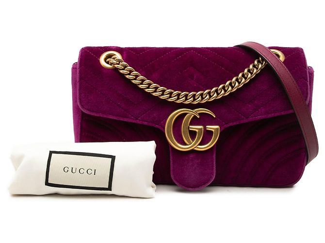 Borsa a tracolla Gucci Medium GG Marmont Matelasse in velluto viola Porpora - vista 7
