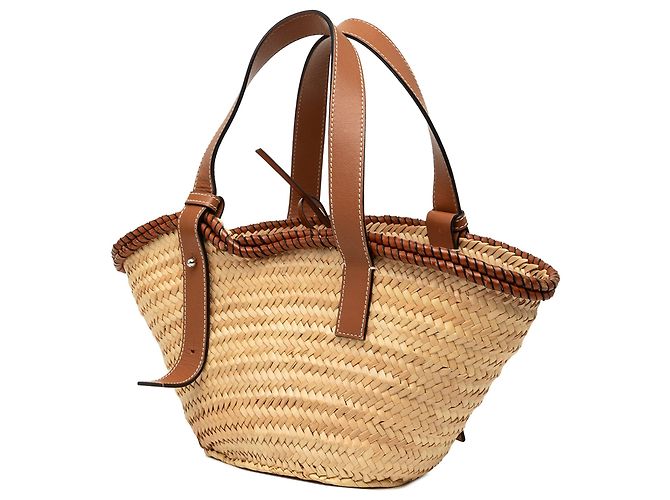 Borsa Tote LOEWE Small Raffia Anagram beige - vista 2