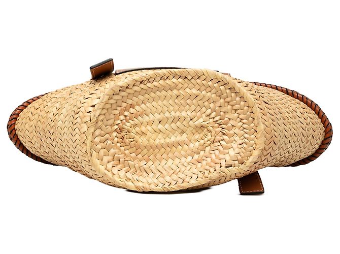 Borsa Tote LOEWE Small Raffia Anagram beige - vista 3