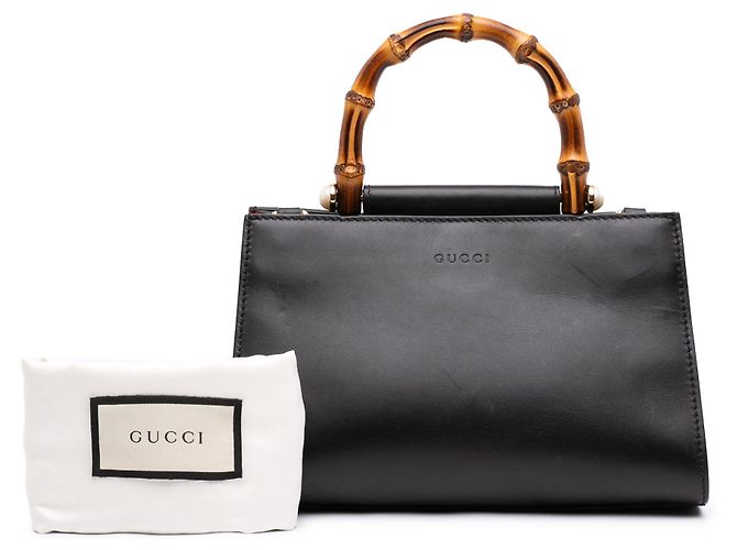 Borsa Gucci Mini Nappa Bamboo Web Nymphaea nera Nero - vista 8