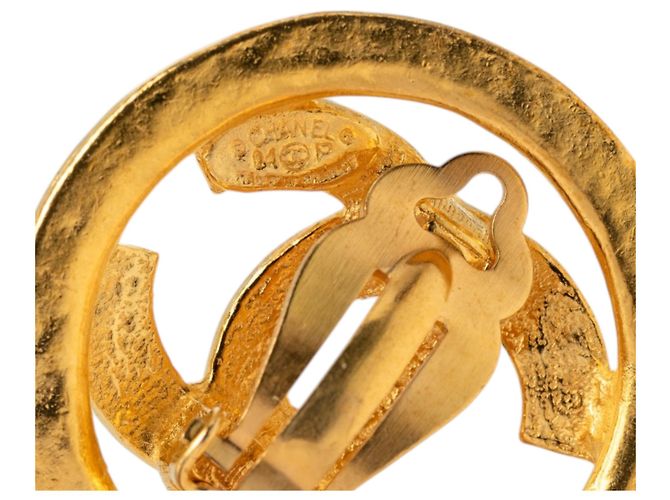 Orecchini a cerchio Chanel CC placcati oro D'oro - vista 3