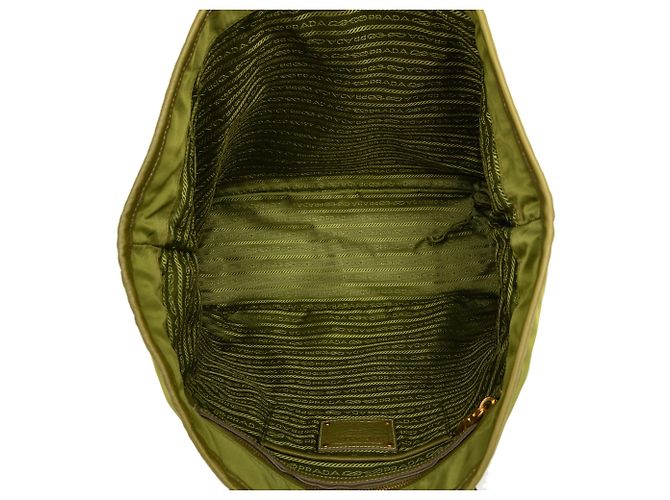 Tote Prada Tessuto Canapa Logo verde - vista 4