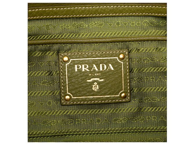 Tote Prada Tessuto Canapa Logo verde - vista 5