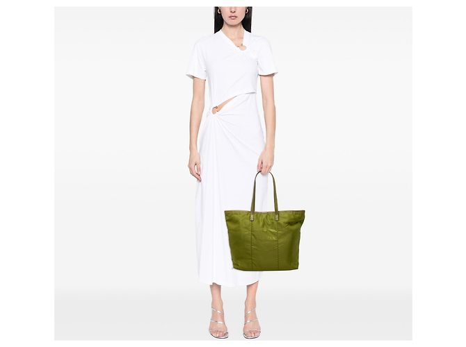 Tote Prada Tessuto Canapa Logo verde - vista 6
