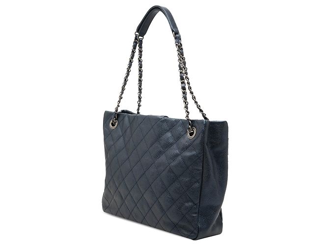 Blue Chanel Medium Caviar Iridescent Chic Shopping Tote - view 2