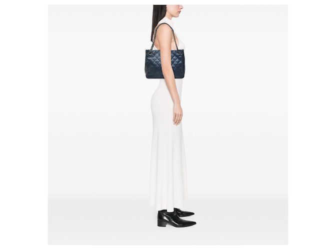 Blue Chanel Medium Caviar Iridescent Chic Shopping Tote - view 7