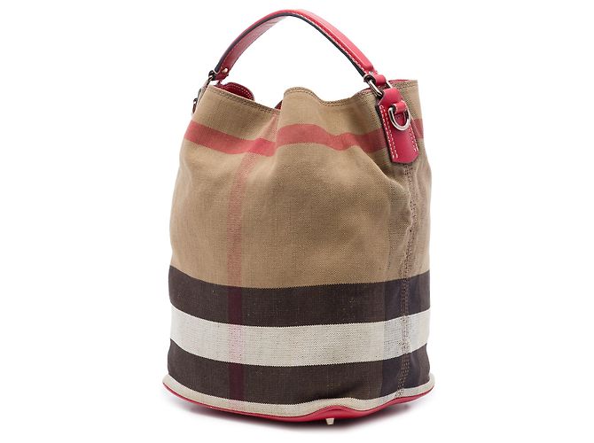 Borsa a secchiello e borsa a mano Burberry Medium Mega Check Canvas Ashby marrone - vista 2