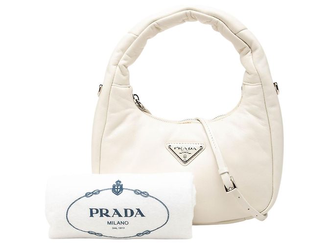 Borsa satchel Prada Mini Nappa Soft Padded bianca Bianco - vista 7