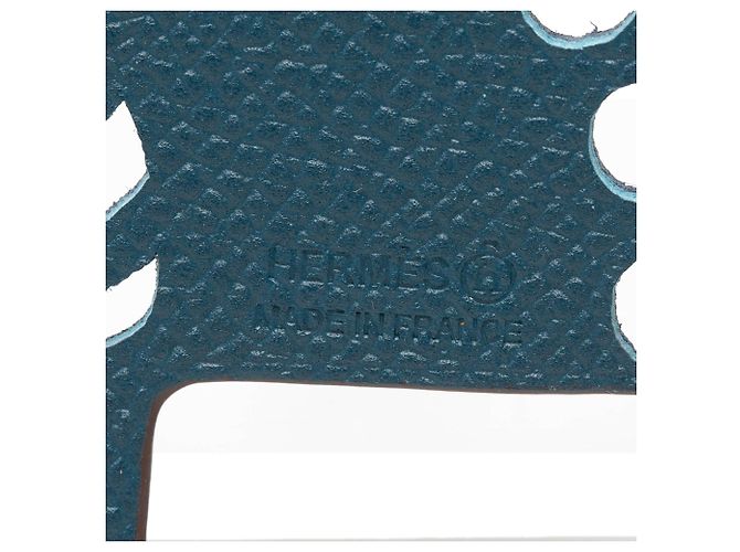 Portachiavi Petit H in Epsom e Togo blu Peacock Hermès - vista 3