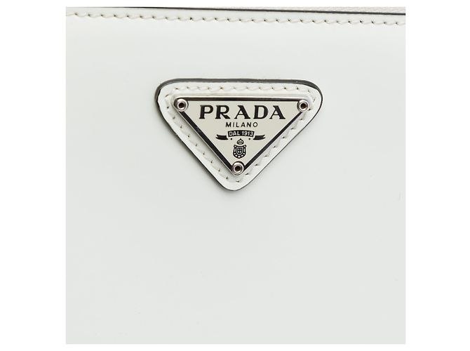 Borsa a tracolla in pelle spazzolata bianca Prada Bianco - vista 5