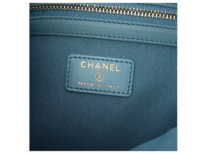 Clutch Chanel Medium Tweed Deauville O Case Blu - vista 5