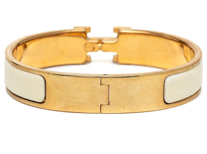 Bracciale Hermès Clic H in smalto bianco stretto PM - vista 3