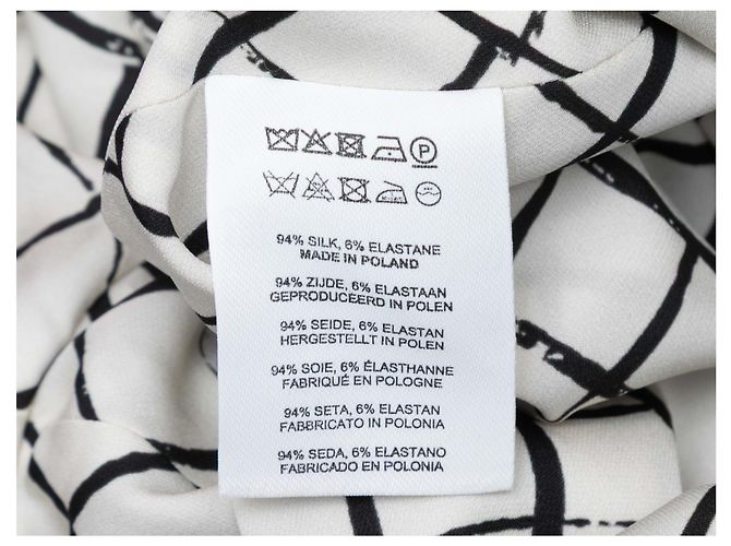 Regata de seda com estampa xadrez branca e preta com decote drapeado Dries Van Noten Tamanho US S - vista 5