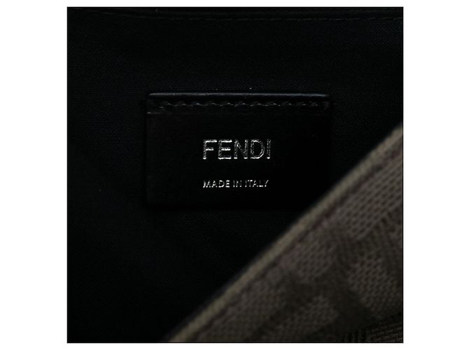Borsa a tracolla convertibile Fendi Large in tela Zucca e pelle marrone - vista 5