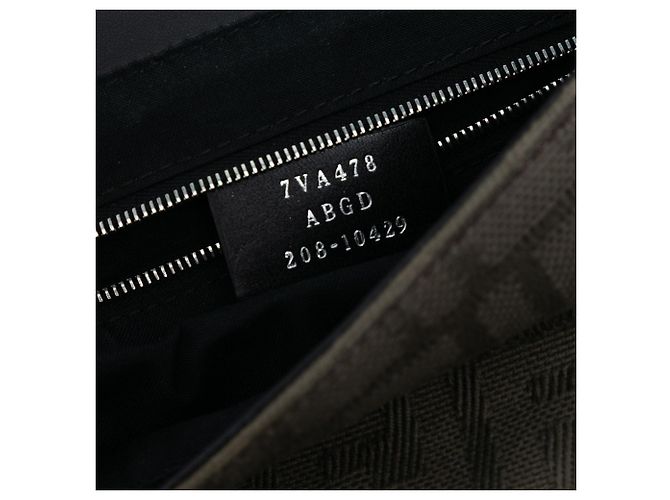Borsa a tracolla convertibile Fendi Large in tela Zucca e pelle marrone - vista 6