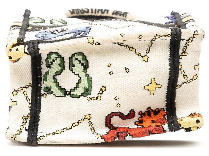 Borsa Dior Mini Embroidered Canvas Pixel Zodiac Vertical Book Tote bianca Bianco - vista 3