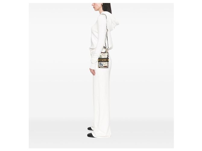 Borsa Dior Mini Embroidered Canvas Pixel Zodiac Vertical Book Tote bianca Bianco - vista 7