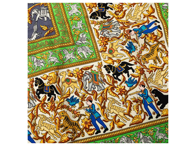 Sciarpa in seta Hermès Chasse en Inde 90 multicolore Blu - vista 5