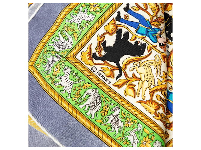 Sciarpa in seta Hermès Chasse en Inde 90 multicolore Blu - vista 7