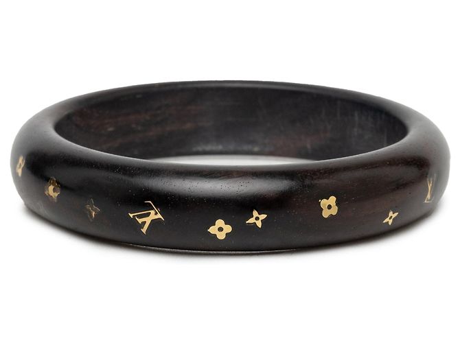 Bracciale rigido Louis Vuitton Monogram Tiger Wood ottone Sylvania Nero - vista 2