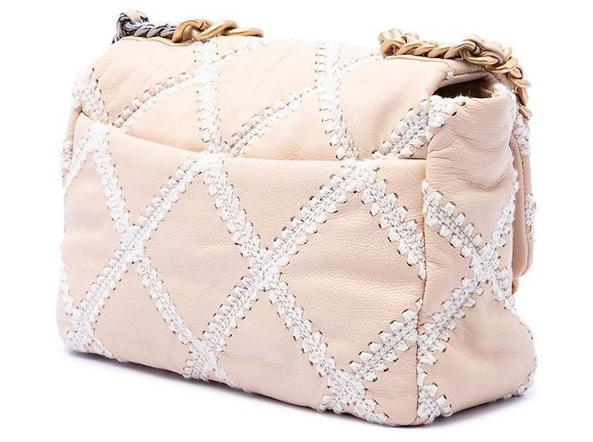 Borsa Chanel 19 Flap in pelle di vitello crochet rosa Large - vista 2