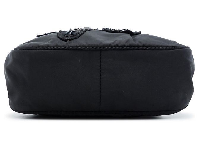 Borsa a mano e a spalla Prada Black Beaded Tessuto Evening Bear Frame Nero - vista 3