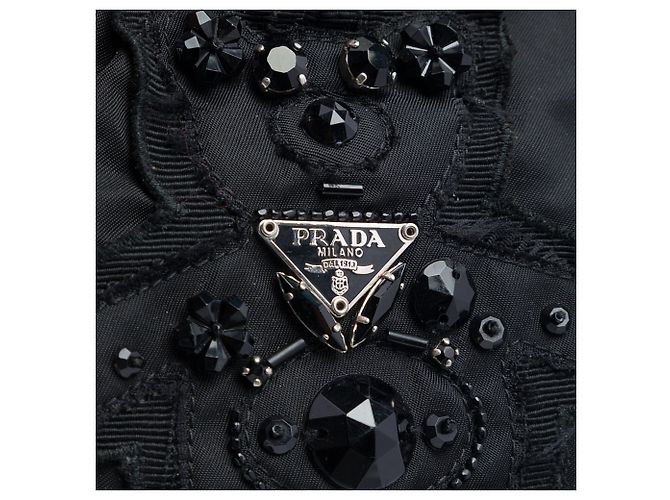 Borsa a mano e a spalla Prada Black Beaded Tessuto Evening Bear Frame Nero - vista 4