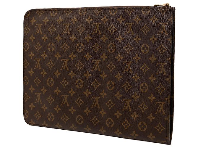 Pasta Executiva Louis Vuitton Monogram Poche Documents Portfolio Marrom - vista 2